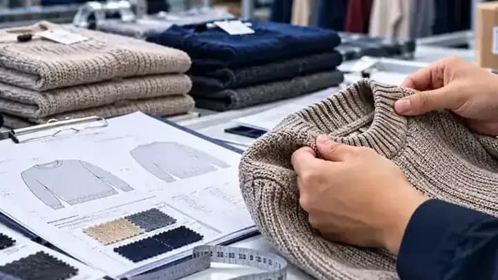 Hands-on knitwear inspection aligned with buyer quality standards
